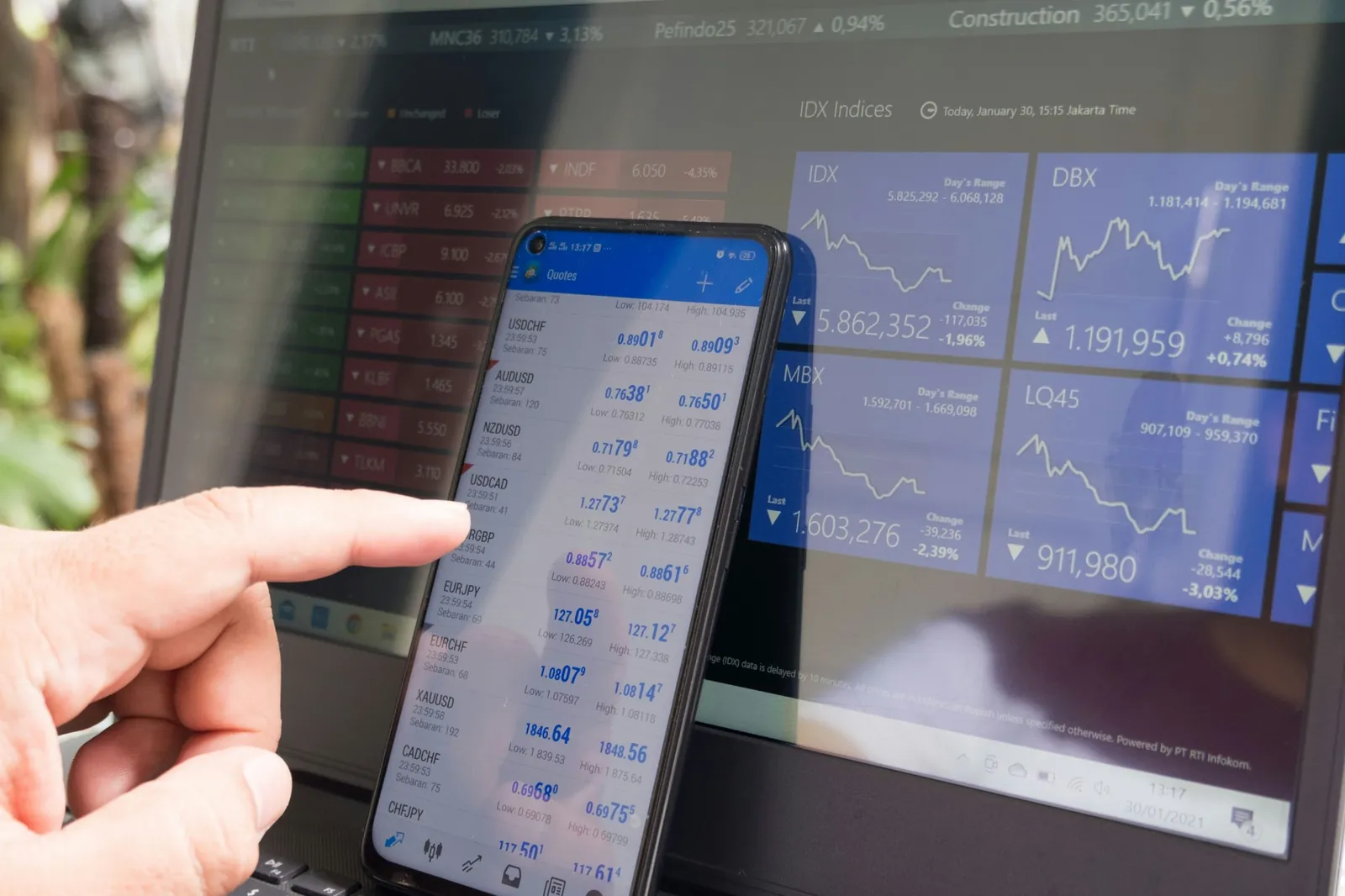 Currency exchange rates shown on screen and mobile