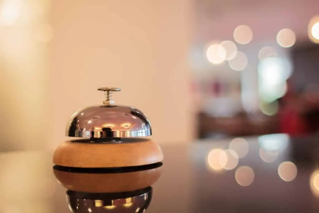 A reception bell on a counter